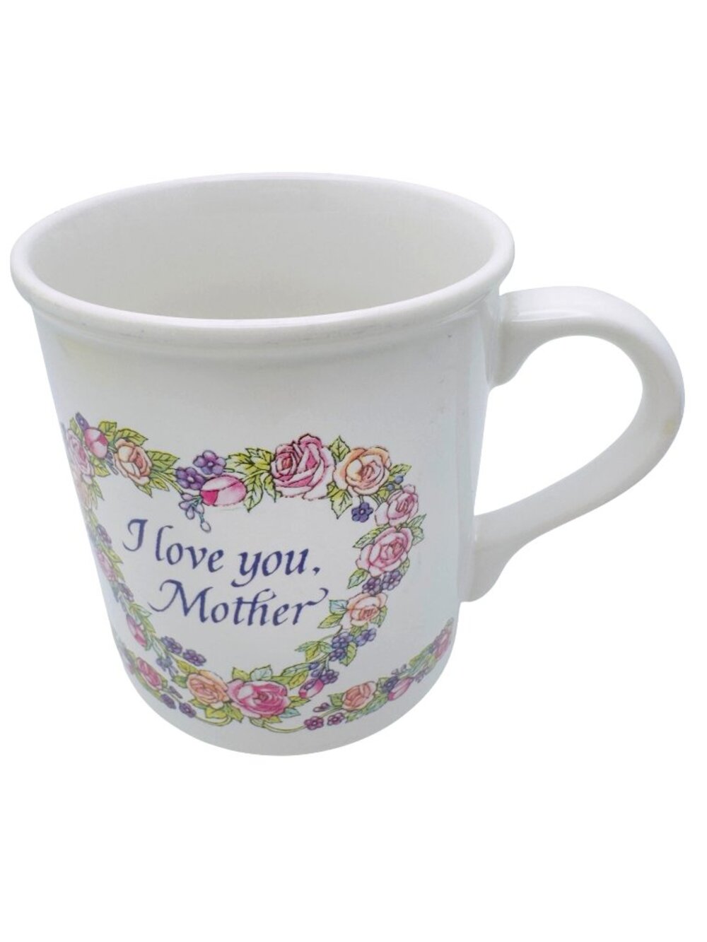 Carlton Cards I Love You Mother Coffee Mug Floral Heart 12 Oz White Stoneware